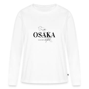 Osaka - T-shirt manches longues Premium bio Femme - blanc - Devant - Julia (174cm)