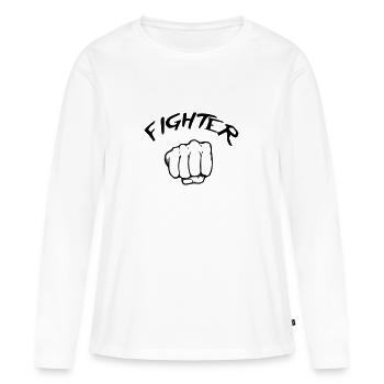 Combattant - Fighter - T-shirt manches longues Premium bio Femme - blanc - Devant - Julia (174cm)
