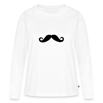 Moustache - T-shirt manches longues Premium bio Femme - blanc - Devant - Julia (174cm)