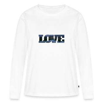 Rivière dans l’inscription amour - T-shirt manches longues Premium bio Femme - blanc - Devant - Julia (174cm)