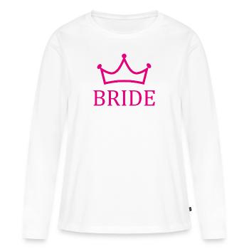 Braut Krone Pink Junggesellinenabschied - Frauen Premium Bio Langarmshirt - Weiß - Vorne - Julia (174cm)