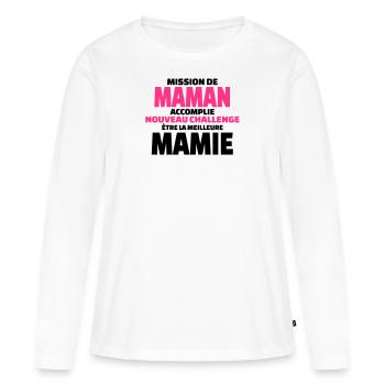 nouveau challenge être la meilleure mamie - T-shirt manches longues Premium bio Femme - blanc - Devant - Julia (174cm)