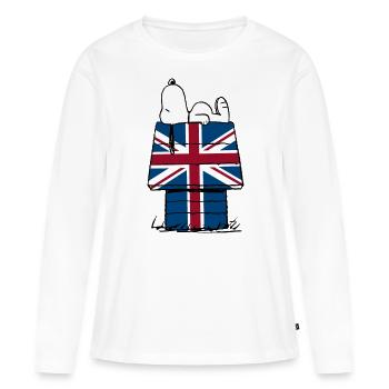 Peanuts Snoopy Großbritannien England Flagge - Frauen Premium Bio Langarmshirt - Weiß - Vorne - Julia (174cm)