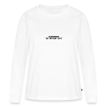 Coordonnées d’Oldenburg - T-shirt manches longues Premium bio Femme - blanc - Devant - Julia (174cm)