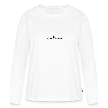 Coordonnées de Kiel - T-shirt manches longues Premium bio Femme - blanc - Devant - Julia (174cm)
