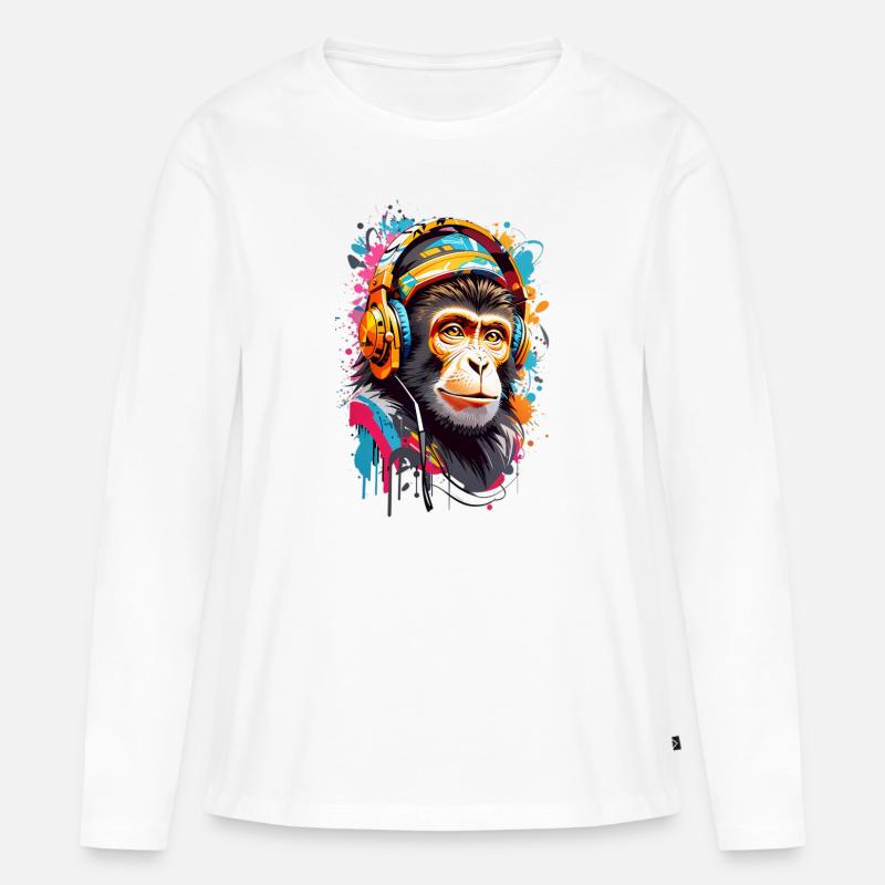 Coole Affe - Frauen Premium Bio Langarmshirt - Weiß