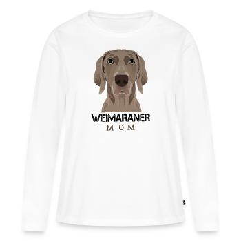 Weimaraner Mom mit Schriftzug - Frauen Premium Bio Langarmshirt - Weiß - Vorne - Julia (174cm)
