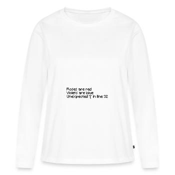 Cadeau de poème d'amour Nerd Saint Valentin - T-shirt manches longues Premium bio Femme - blanc - Devant - Julia (174cm)