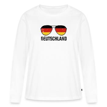 Deutschland Germany Sonnenbrille Germania Flagge - Frauen Premium Bio Langarmshirt - Weiß - Vorne - Julia (174cm)