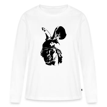Kopf des Hermannsdenkmals - einfarbig, schlicht - Frauen Premium Bio Langarmshirt - Weiß - Vorne - Julia (174cm)