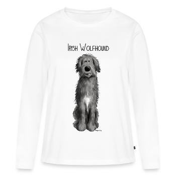Funny Irish Wolfhound - comic - dog - cartoon - Women's Premium Organic Long Sleeve Shirt - white - Front - Julia (174cm)