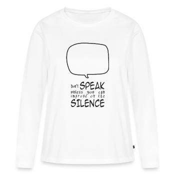 Ne parlez pas - T-shirt manches longues Premium bio Femme - blanc - Devant - Julia (174cm)