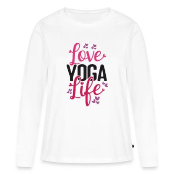 Aimer Yoga Vie - T-shirt manches longues Premium bio Femme - blanc - Devant - Julia (174cm)