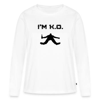 Je suis KO Homme Ivre Évanoui Évanouissement Ivre Coma - T-shirt manches longues Premium bio Femme - blanc - Devant - Julia (174cm)