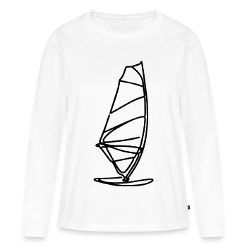Dessin de planche à voile - T-shirt manches longues Premium bio Femme - blanc - Devant - Julia (174cm)