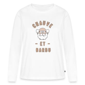 Chauve et barbu - T-shirt manches longues Premium bio Femme - blanc - Devant - Julia (174cm)