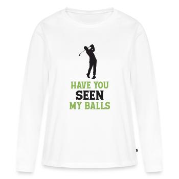 Golf - Avez-vous vu mes balles - T-shirt manches longues Premium bio Femme - blanc - Devant - Julia (174cm)