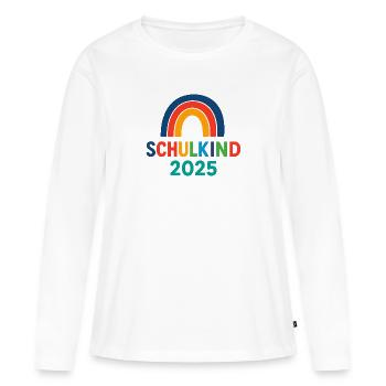 Écolier 2025 - T-shirt manches longues Premium bio Femme - blanc - Devant - Julia (174cm)