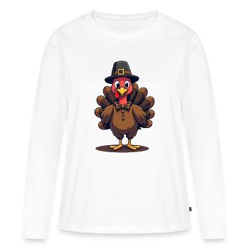 Thanksgiving Drôle Dinde de Thanksgiving - T-shirt manches longues Premium bio Femme - blanc - Devant - Julia (174cm)