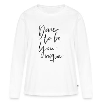 Ose être unique - T-shirt manches longues Premium bio Femme - blanc - Devant - Julia (174cm)