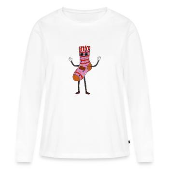 Figurine chaussette pailletée - T-shirt manches longues Premium bio Femme - blanc - Devant - Julia (174cm)