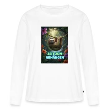 Il est temps de traîner au néon du paresseux - T-shirt manches longues Premium bio Femme - blanc - Devant - Julia (174cm)