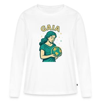 Gaïa - Mère Nature - Arbre de Vie - T-shirt manches longues Premium bio Femme - blanc - Devant - Julia (174cm)