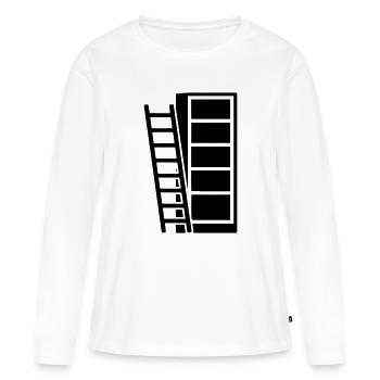 Bibliothèque Head, Bibliothèque - T-shirt manches longues Premium bio Femme - blanc - Devant - Julia (174cm)
