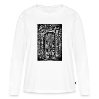 Gothic Ivy Door in Monochrome - Women's Premium Organic Long Sleeve Shirt - white - Front - Julia (174cm)