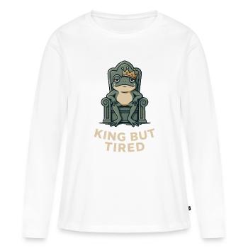 King Frog: Königliche Müdigkeit - Frauen Premium Bio Langarmshirt - Weiß - Vorne - Julia (174cm)