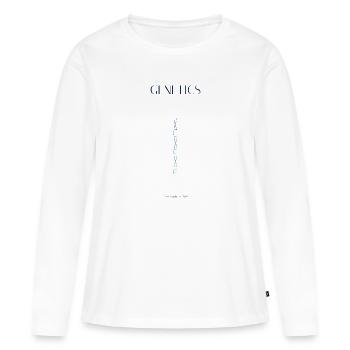 Hélice ADN bleue sur fond circulaire - T-shirt manches longues Premium bio Femme - blanc - Devant - Julia (174cm)