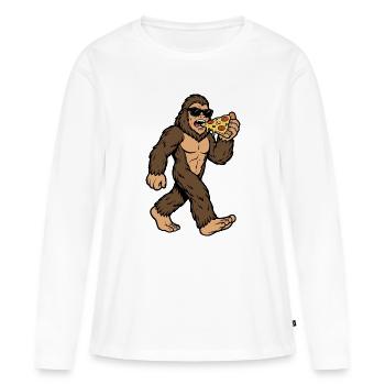 Sasquatch Mange Pizza - T-shirt manches longues Premium bio Femme - blanc - Devant - Julia (174cm)