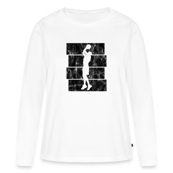Basket basket basket basketball basketteur basketteur - T-shirt manches longues Premium bio Femme - blanc - Devant - Julia (174cm)