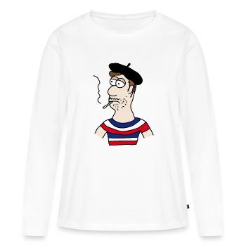 Français - T-shirt manches longues Premium bio Femme - blanc - Devant - Julia (174cm)