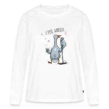I feel Goose - Women's Premium Organic Long Sleeve Shirt - white - Front - Julia (174cm)