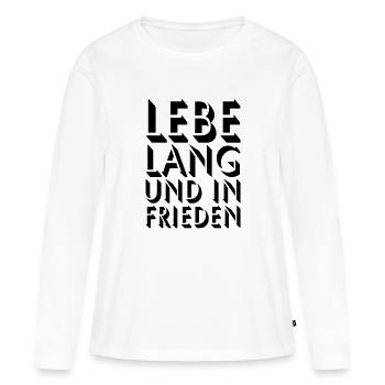 LEBE LANG - Frauen Premium Bio Langarmshirt - Weiß - Vorne - Julia (174cm)