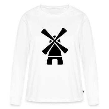 Moulin à vent - T-shirt manches longues Premium bio Femme - blanc - Devant - Julia (174cm)