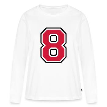 Nombre huit - 8 - T-shirt manches longues Premium bio Femme - blanc - Devant - Julia (174cm)