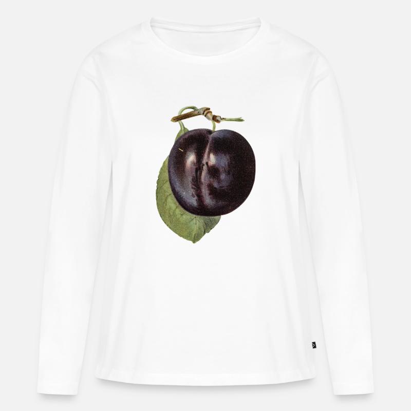 PLUM 3 - Frauen Premium Bio Langarmshirt - Weiß