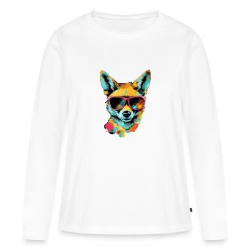 Théo le chacal - T-shirt manches longues Premium bio Femme - blanc - Devant - Julia (174cm)