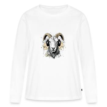 Goa la chèvre audiophile - T-shirt manches longues Premium bio Femme - blanc - Devant - Julia (174cm)