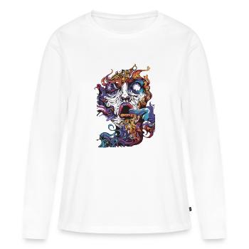 Fumer de l’herbe Cannabis Fumer du cannabis Trip Dream Joint - T-shirt manches longues Premium bio Femme - blanc - Devant - Julia (174cm)