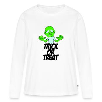 Zombie Trick or Treat - T-shirt manches longues Premium bio Femme - blanc - Devant - Julia (174cm)