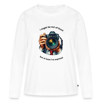 Flou - Entièrement exposé - T-shirt manches longues Premium bio Femme - blanc - Devant - Julia (174cm)