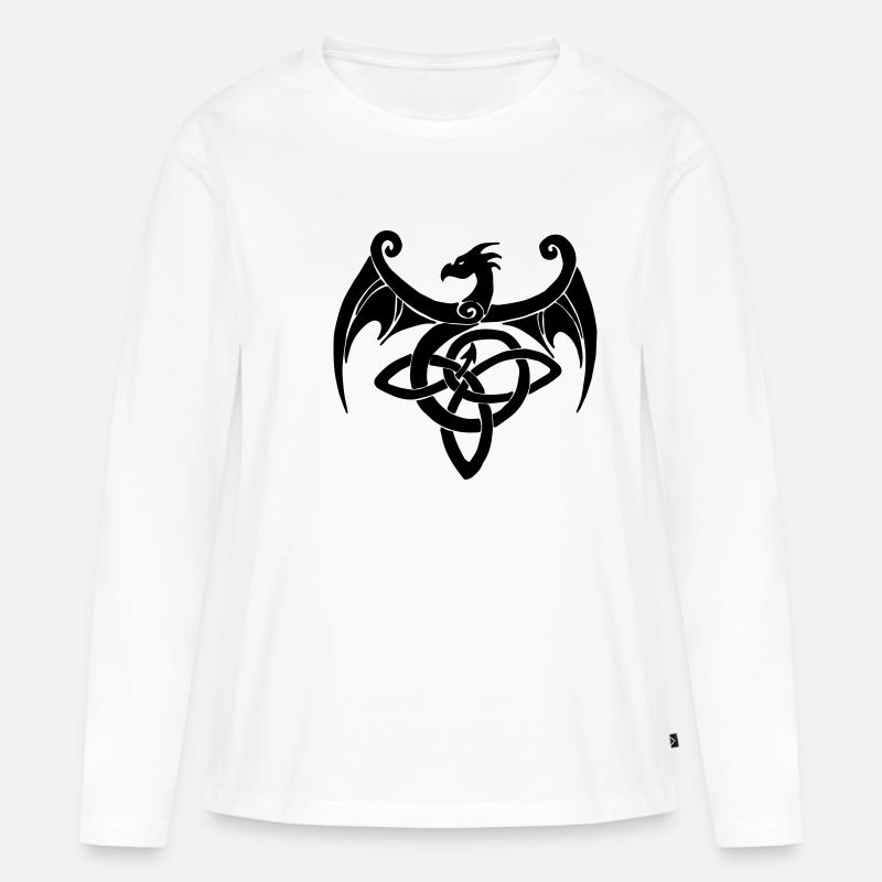 Keltischer Drache - Frauen Premium Bio Langarmshirt - Weiß