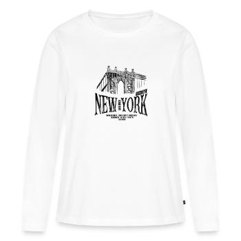 New York - Brooklyn Bridge - T-shirt manches longues Premium bio Femme - blanc - Devant - Julia (174cm)