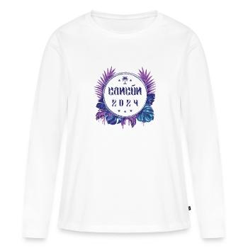 Cancún 2024 - T-shirt manches longues Premium bio Femme - blanc - Devant - Julia (174cm)