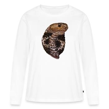 Kobra in realistisch und Naturfarben - Frauen Premium Bio Langarmshirt - Weiß - Vorne - Julia (174cm)