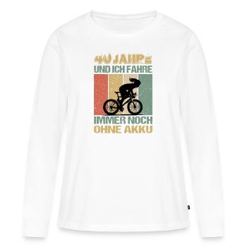 Geburtstag 40 Fahrradfahrerin Retro Frauen - Frauen Premium Bio Langarmshirt - Weiß - Vorne - Julia (174cm)