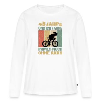 Geburtstag 45 Fahrradfahrerin Retro Frauen - Frauen Premium Bio Langarmshirt - Weiß - Vorne - Julia (174cm)